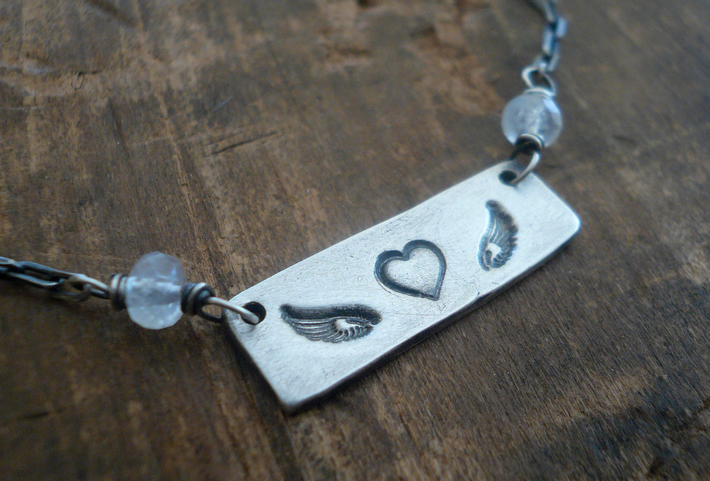 Katie Necklace - Handmade. Oxidized Fine and Sterling Silver. Moonstone
