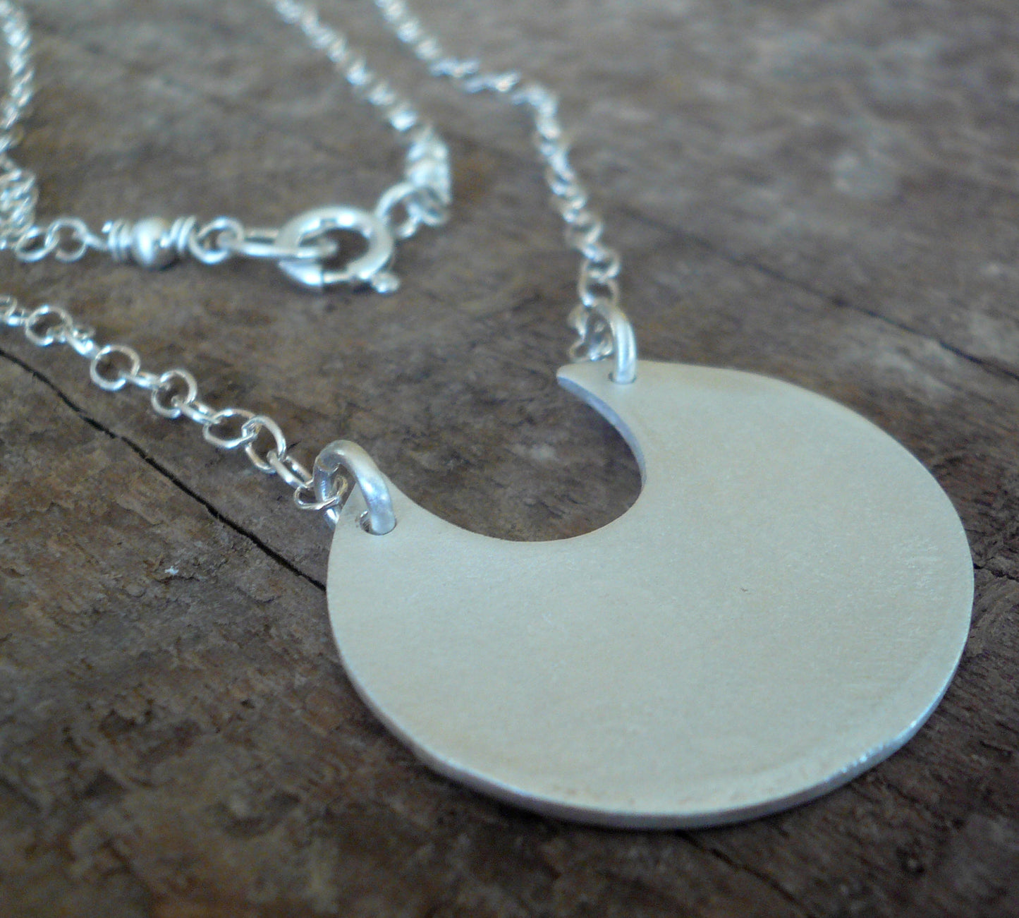 Lacuna Collection Necklace - Handmade. Brushed Fine Silver Pendant Necklace