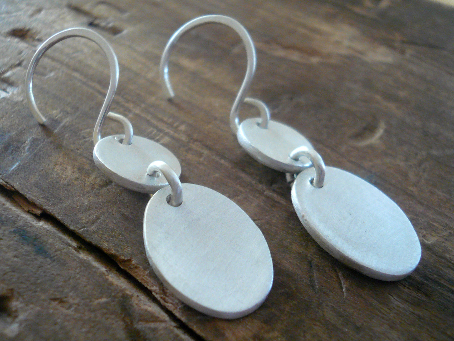 Lacuna Collection Dangle Earrings - Handmade. Brushed Fine Silver Earrings.