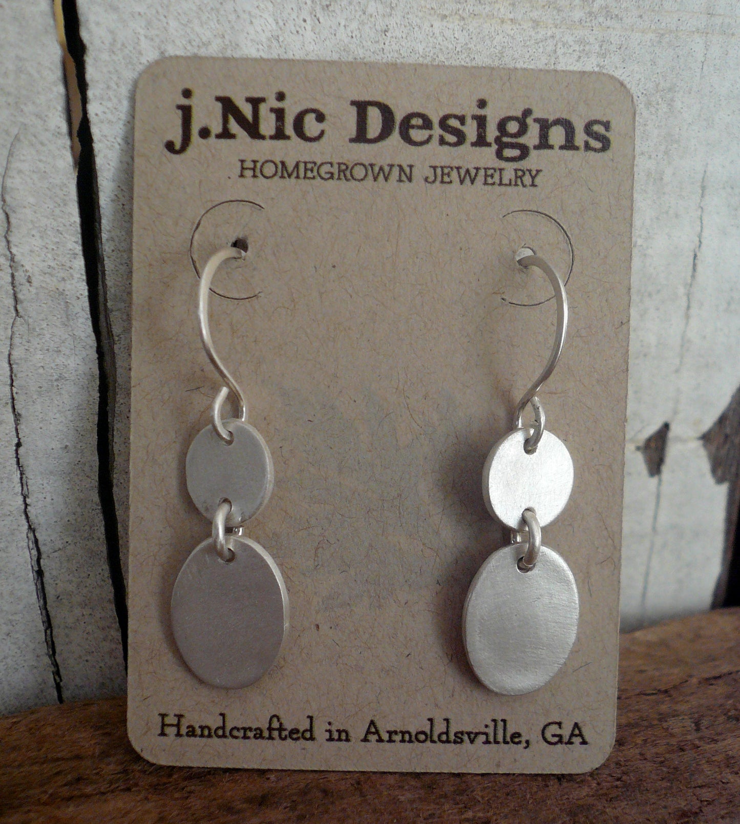 Lacuna Collection Dangle Earrings - Handmade. Brushed Fine Silver Earrings.