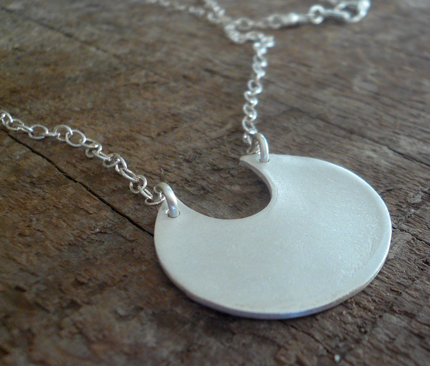 Lacuna Collection Necklace - Handmade. Brushed Fine Silver Pendant Necklace