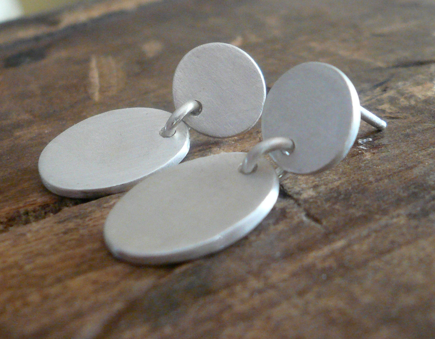 Lacuna Collection Post Earrings - Handmade. Brushed Fine Silver Earrings.