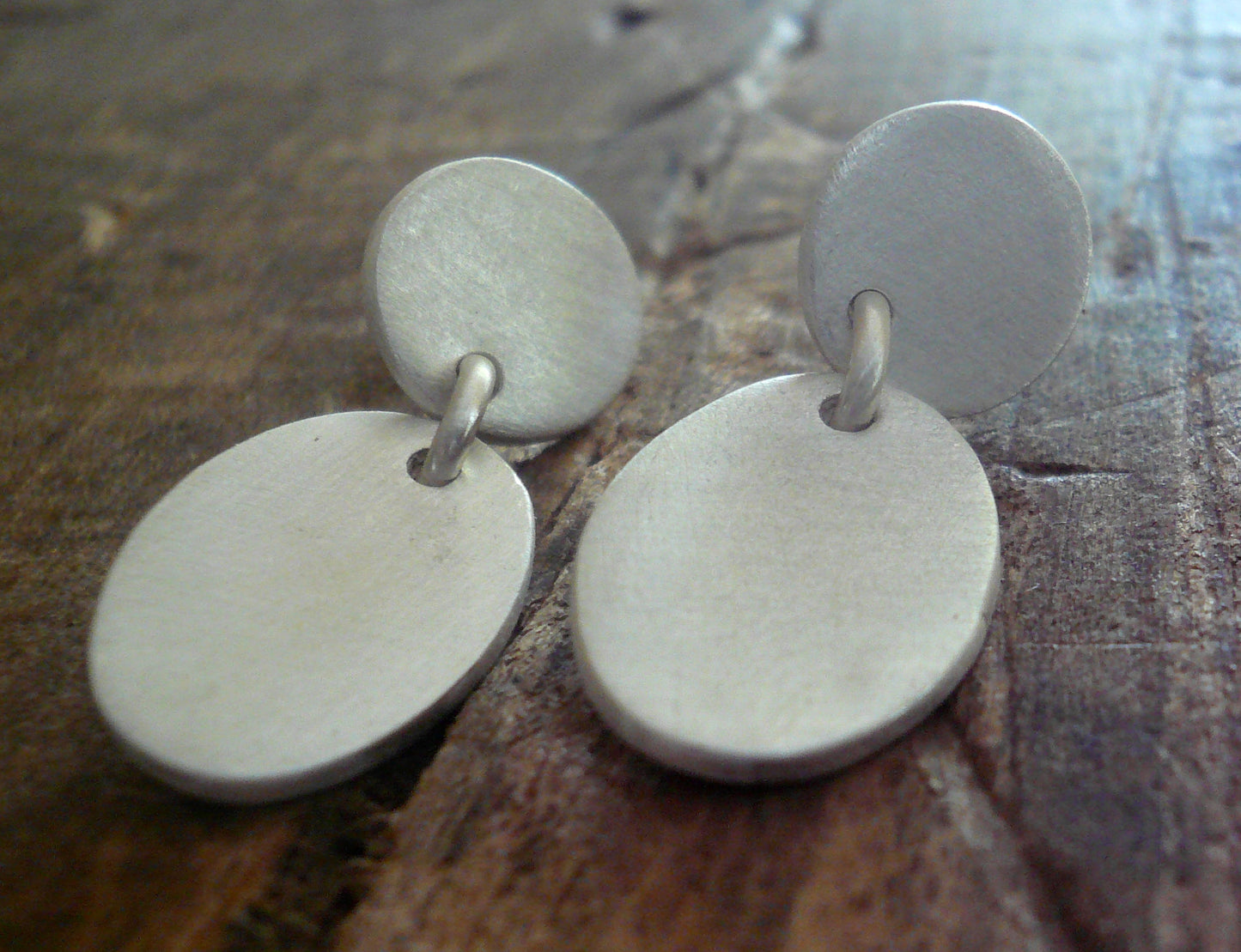 Lacuna Collection Post Earrings - Handmade. Brushed Fine Silver Earrings.