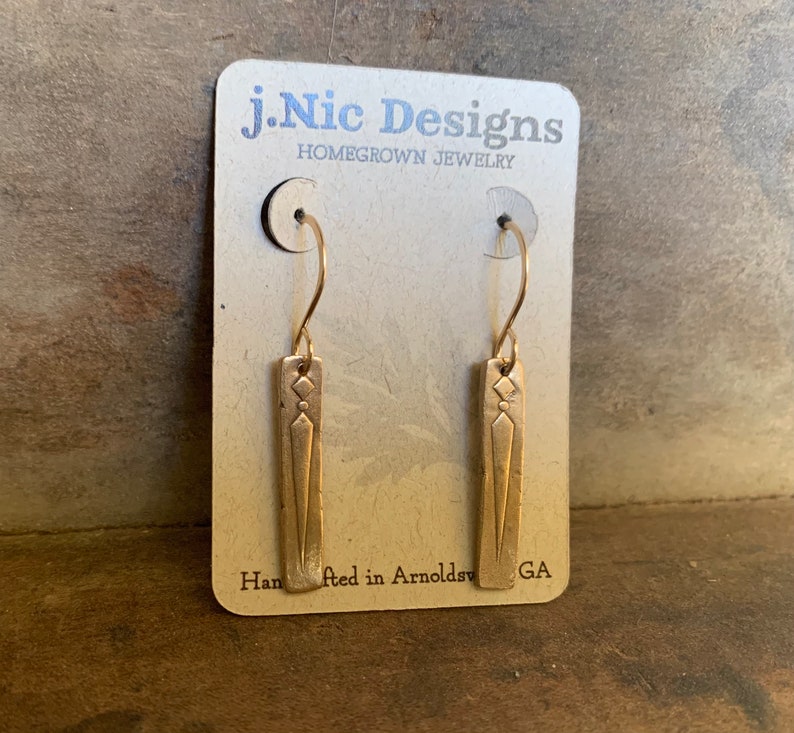 Leas Earrings - Handmade. Bronze & 14kt Goldfill or oxidized fine & sterling silver dangle earrings