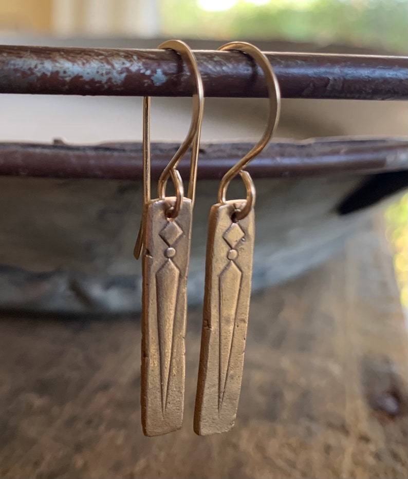 Leas Earrings - Handmade. Bronze & 14kt Goldfill  dangle earrings
