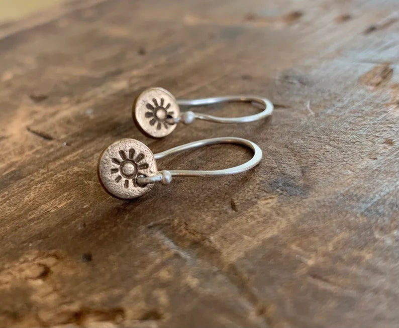 Lil' Sunshine Earrings - Handmade. Mixed Metal Bronze & Fine Silver or Oxidized Fine Silver.