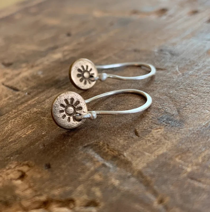 Lil' Sunshine Earrings - Handmade. Mixed Metal Bronze & Fine Silver or Oxidized Fine Silver.