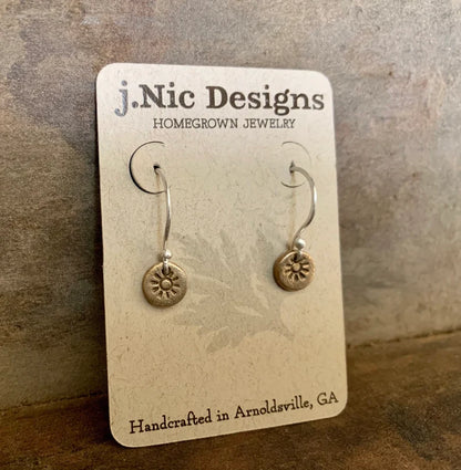Lil' Sunshine Earrings - Handmade. Mixed Metal Bronze & Fine Silver or Oxidized Fine Silver.