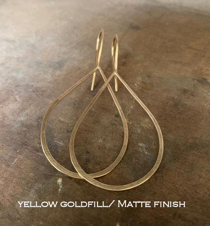 Lissome Earrings Large in 14 kt Goldfill - Handmade. Choice of 2 finishes. Brushed/Matte Gold