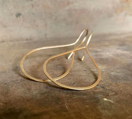 Lissome Earrings Large in 14 kt Goldfill - Handmade. Choice of 2 finishes. Brushed/Matte Gold