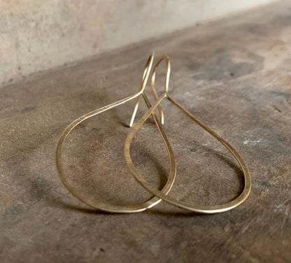 Lissome Earrings Large in 14 kt Goldfill - Handmade. Choice of 2 finishes. Brushed/Matte Gold