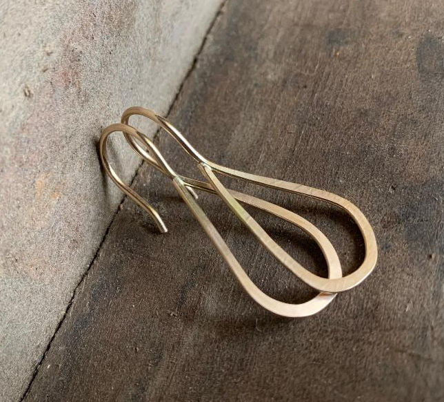 Lissome Earrings Small in 14 kt Goldfill - Handmade. Handforged. Choice of 2 finishes.