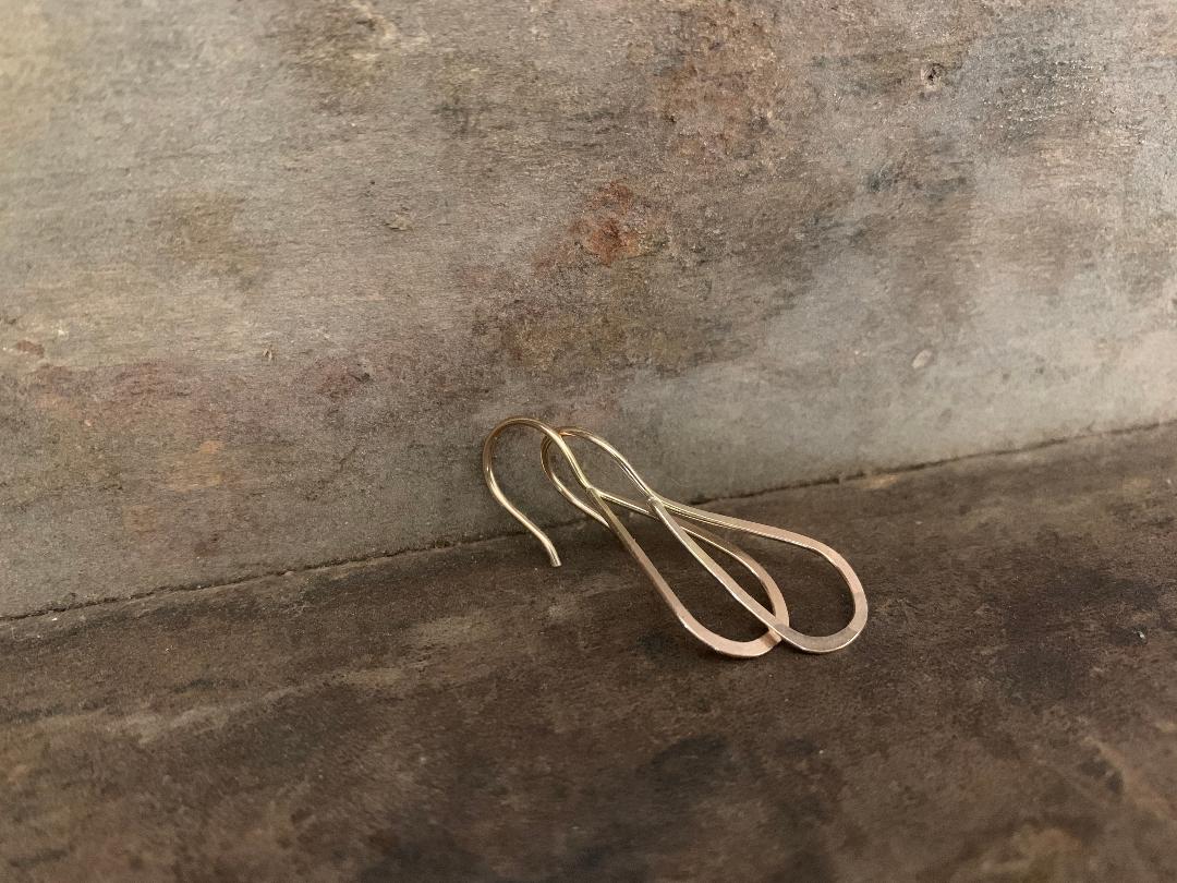 Lissome Earrings Small in 14 kt Goldfill - Handmade. Handforged. Choice of 2 finishes.
