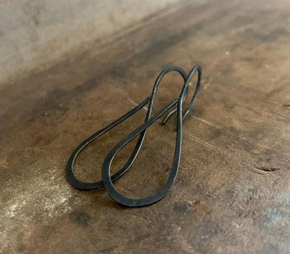 Lissome Earrings Medium in Silver - Handmade. Choice of 4 finishes. Heavily Oxidized Sterling Silver