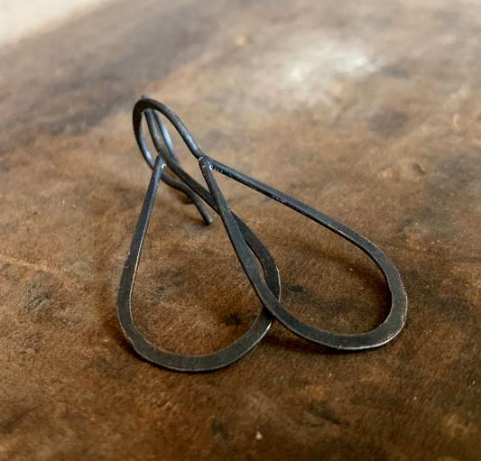 Lissome Earrings Medium in Silver - Handmade. Choice of 4 finishes. Heavily Oxidized Sterling Silver