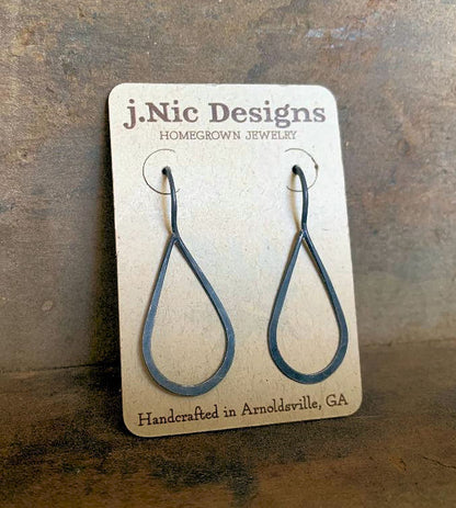 Lissome Earrings Medium in Silver - Handmade. Choice of 4 finishes. Heavily Oxidized Sterling Silver