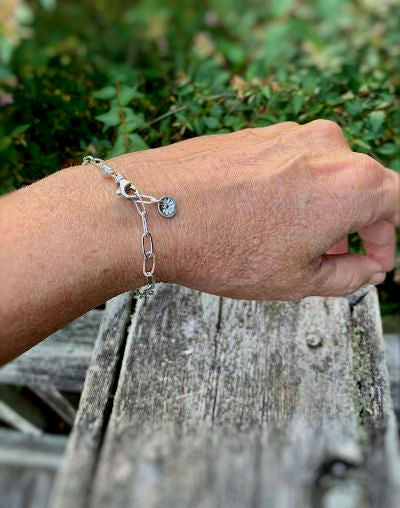 Long Lengths Bracelet - Sterling & Fine Silver elongated cable chain bracelet