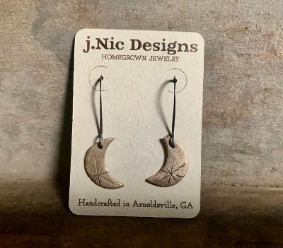 Bronze Luna Earrings - Handmade. Bronze and Oxidized sterling silver dangle earrings. Mixed Metal