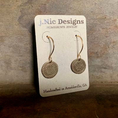 Bronze Mandala Earrings - Handmade. Bronze and 14kt Goldfill dangle earrings.