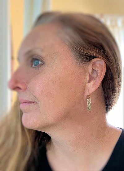 Mandala Tab Earrings - Handmade. Bronze and 14kt Goldfill dangle earrings.