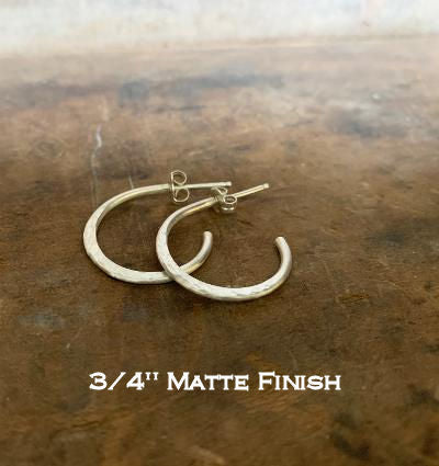 Thick Gauge Post Mangly Hoops - Choice of 7 sizes. Handmade. Hammered. Choice of 4 finishes.