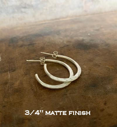Thick Gauge Post Mangly Hoops - Choice of 7 sizes. Handmade. Hammered. Choice of 4 finishes.
