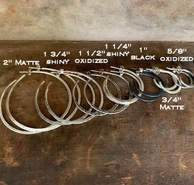 Thick Gauge Post Every Day Hoops - Choice of 7 sizes. Handmade. Hammered. Choice of 4 finishes.
