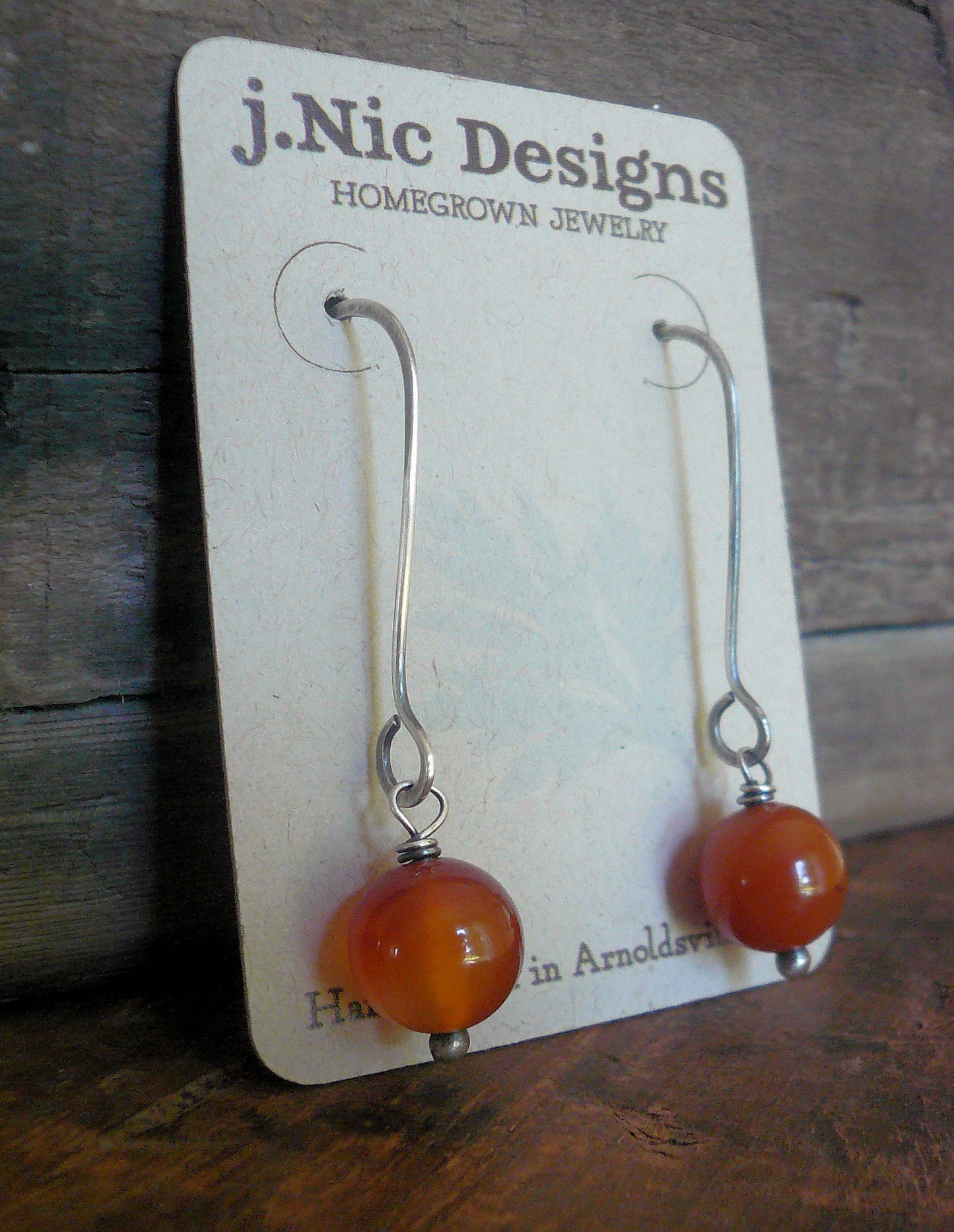 Minimalist in Pumpkin Spice - Handmade Earrings. Carnelian. Oxidized Sterling Silver Dangle Earrings