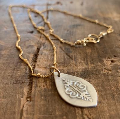 Orenda Necklace - Brushed Fine Silver. 14kt Goldfill Satellite Chain. Handmade