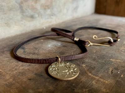 Bronze Summer Sun - Seasons Necklace - Bronze & 14kt Goldfill. Leather. Handmade.