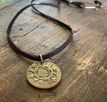 Bronze Summer Sun - Seasons Necklace - Bronze & 14kt Goldfill. Leather. Handmade.
