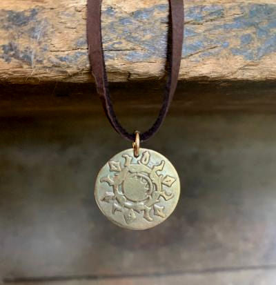 Bronze Summer Sun - Seasons Necklace - Bronze & 14kt Goldfill. Leather. Handmade.