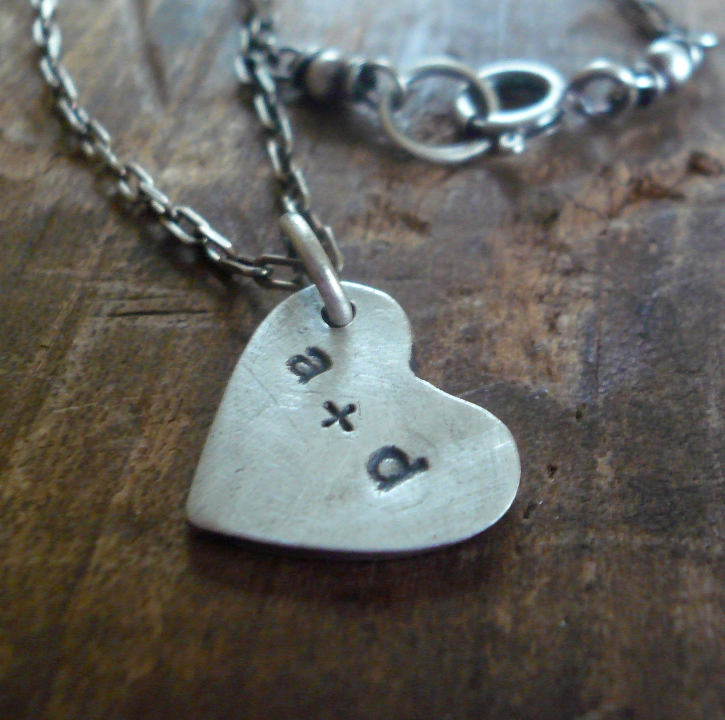 Sweethearts Necklace - Handmade. Oxidized Fine and Sterling Silver Personalized Heart Charm Necklace