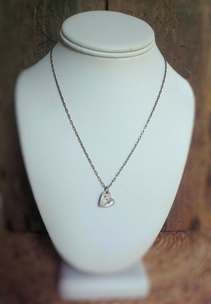 Sweethearts Necklace - Handmade. Oxidized Fine and Sterling Silver Personalized Heart Charm Necklace