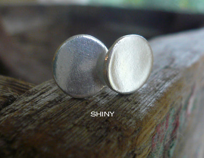 Tidepool Ripple Stud Earrings- Oxidized Sterling and Fine Silver Post Earrings. Hammered. Handmade.