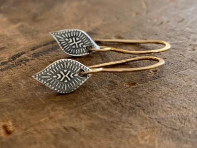 Toccoa Earrings - Oxidized fine silver. 14kt Goldfill. Mixed Metal. Handmade