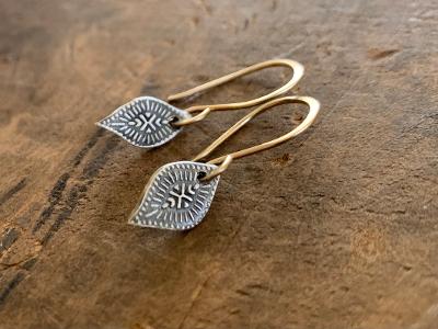 Toccoa Earrings - Oxidized fine silver. 14kt Goldfill. Mixed Metal. Handmade