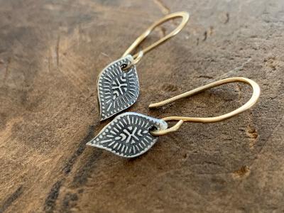 Toccoa Earrings - Oxidized fine silver. 14kt Goldfill. Mixed Metal. Handmade