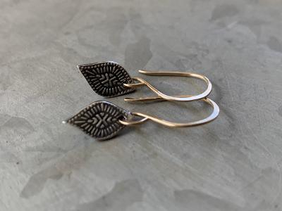 Toccoa Earrings - Oxidized fine silver. 14kt Goldfill. Mixed Metal. Handmade