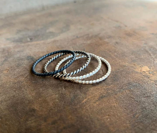 Twisted Every Day Ring - Sterling Silver Stacking Ring. Hand made. 4 Finish Choices.