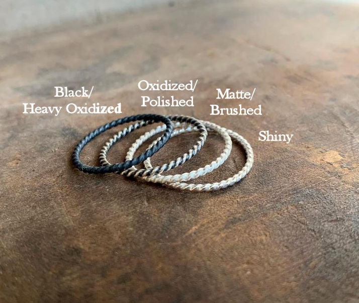 Twisted Every Day Ring - Sterling Silver Stacking Ring. Hand made. 4 Finish Choices.