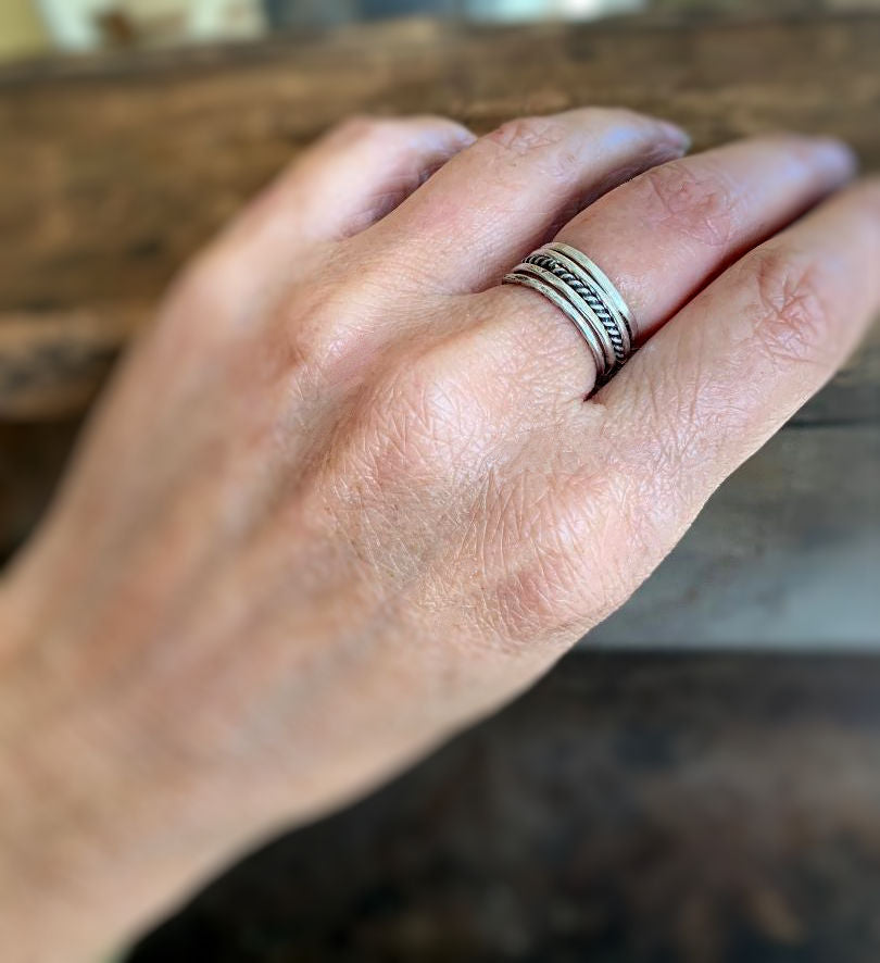 Twisted Every Day Ring - Sterling Silver Stacking Ring. Hand made. 4 Finish Choices.