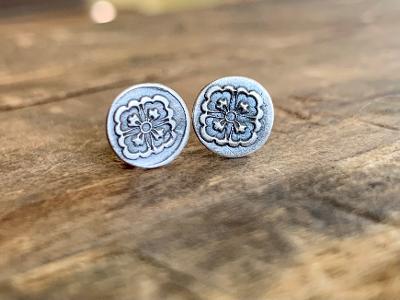 Victorian Stud Earrings Style 1 - Oxidized Sterling & Fine silver post earrings