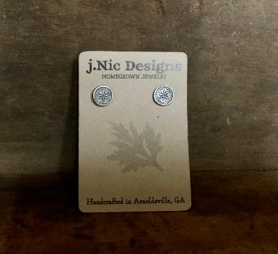 Victorian Stud Earrings Style 2 - Oxidized Sterling & Fine silver post earrings