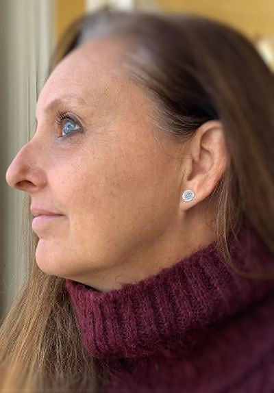 Victorian Stud Earrings Style 1 - Oxidized Sterling & Fine silver post earrings