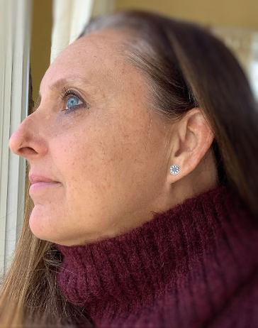 Victorian Stud Earrings Style 3 - Oxidized Sterling & Fine silver post earrings